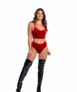 J-Valentine, Inc BOTTOMS CH389 - Velvet High-Waist Short