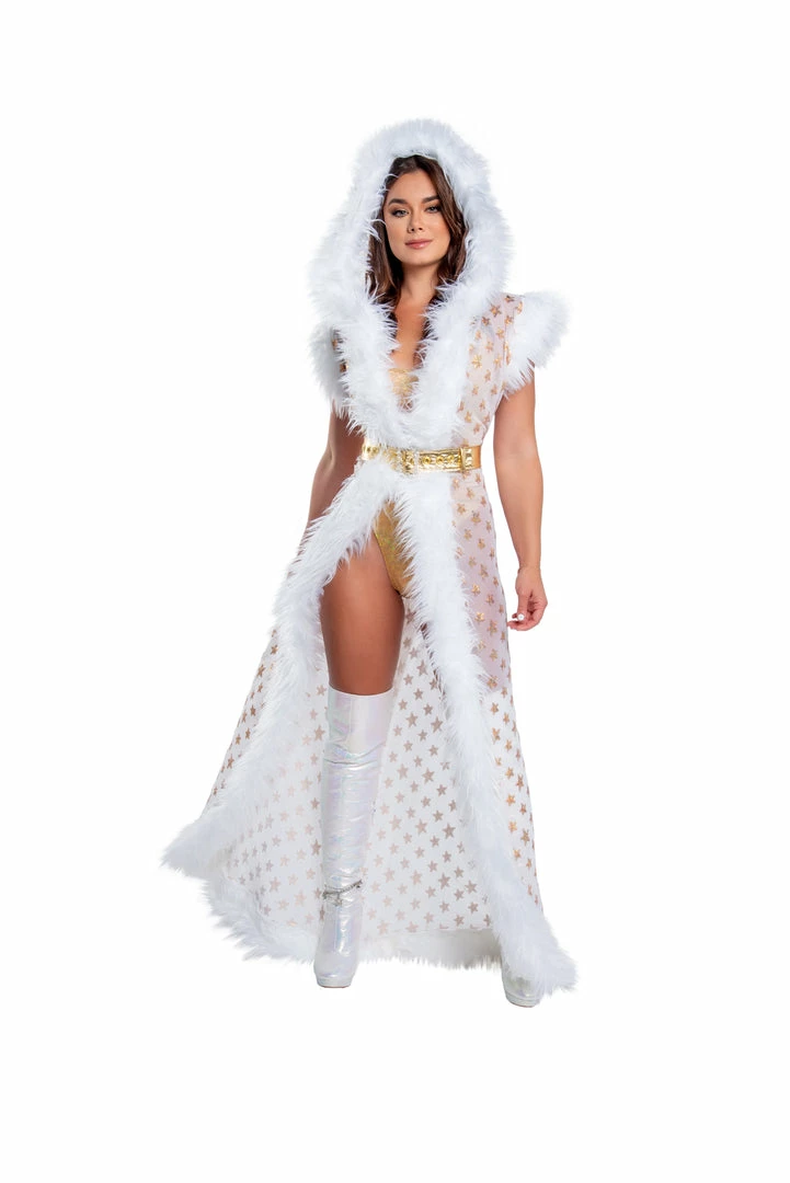 J-Valentine, Inc CH305 - Fur Trimmed Sequin Mesh Hooded Duster OUTERWEAR 1 J-Valentine, Inc CH305 - Fur Trimmed Sequin Mesh Hooded Duster OUTERWEAR