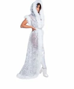 J-Valentine, Inc CH305 - Fur Trimmed Sequin Mesh Hooded Duster OUTERWEAR 13 J-Valentine, Inc CH305 - Fur Trimmed Sequin Mesh Hooded Duster OUTERWEAR