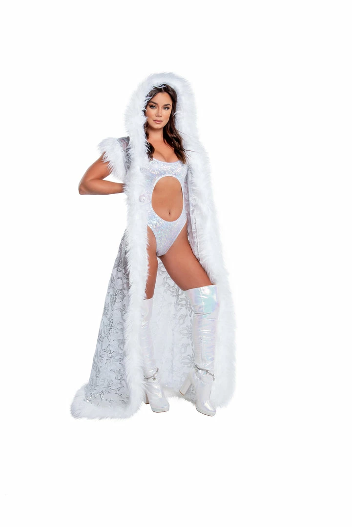 J-Valentine, Inc CH305 - Fur Trimmed Sequin Mesh Hooded Duster OUTERWEAR 4 J-Valentine, Inc CH305 - Fur Trimmed Sequin Mesh Hooded Duster OUTERWEAR