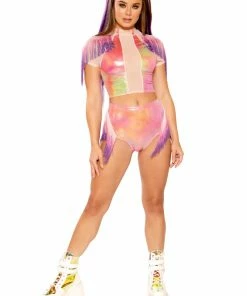 J Valentine BOTTOMS FF273 - OMBRE FRINGE HIGH-WAIST SHORT