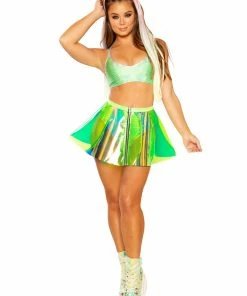 J-Valentine, Inc FF383 - Holographic Pinwheel Vinyl Skirt BOTTOMS
