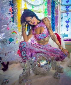 J-Valentine, Inc Pants FF570 - Sequin Velvet Joggers