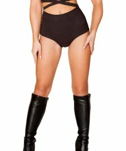 J Valentine BOTTOMS FF693 - Solid Faux Suede High-Waist Shorts