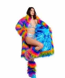 J-Valentine, Inc OUTERWEAR FR154 - Rainbow Attitude Fur Coat