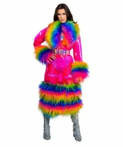 J-Valentine, Inc Jackets | Coats FR158 - Rainbow Vibrations Trench With Sour Candy Belt