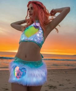 J-Valentine, Inc TOPS FF489 - Light-Up Heart Sequin Top